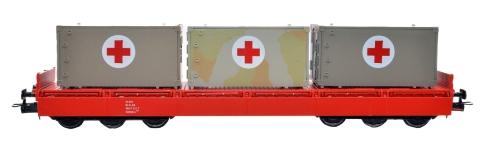 NPE Modellbau NW22945 - H0 - Schwerlastwagen Samms-u 454, Rotes Kreuz, DR, Ep. IV